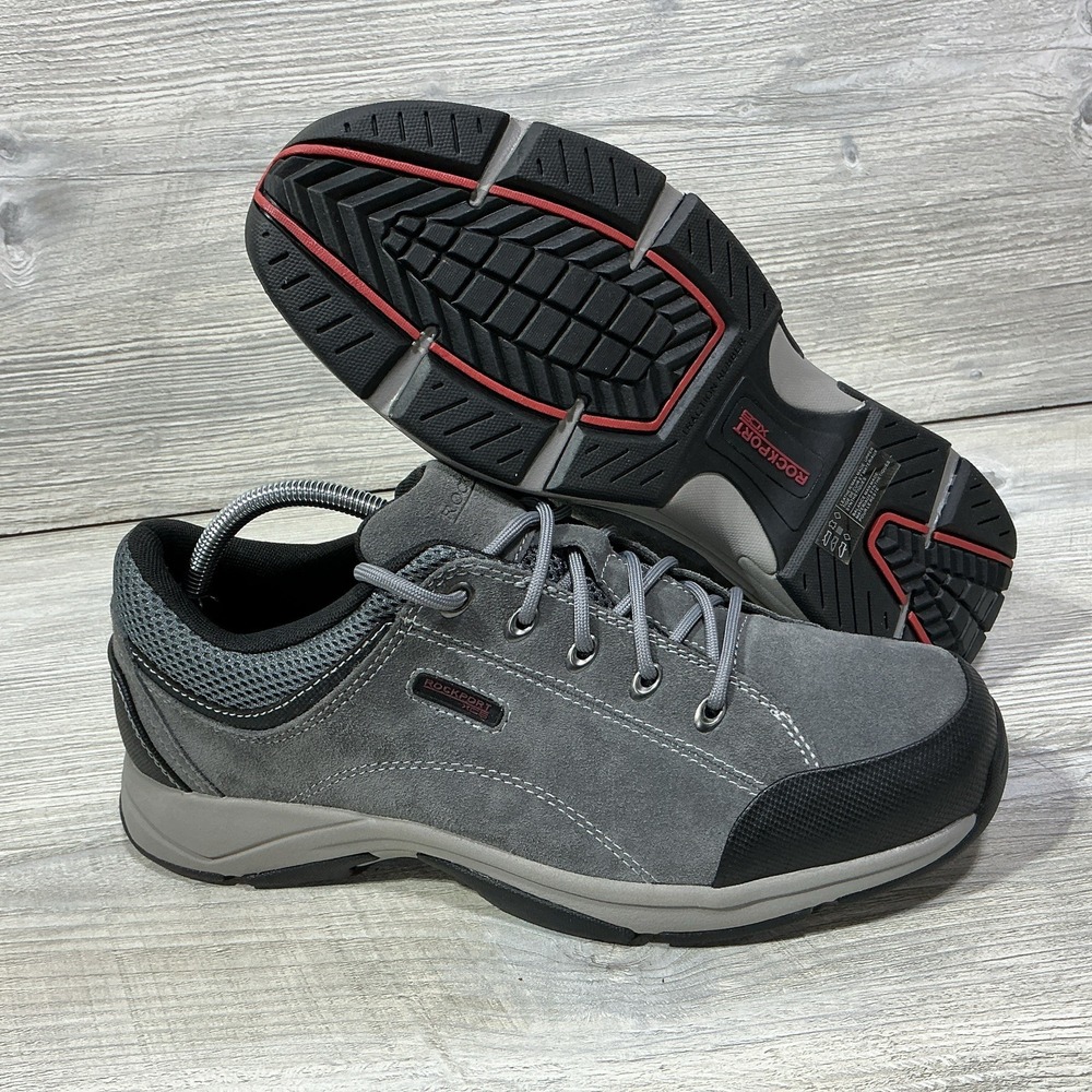Rockport Chranson Mens 10.5 Walking Shoes Gray Leather Lace Up XCS Trail Sneaker